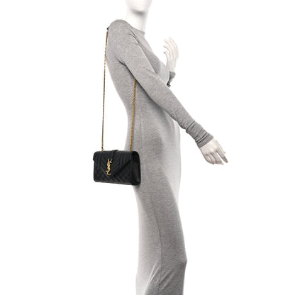 Saint Laurent Grain De Poudre Textured Mixed Matelasse Triquilt Small Monogram Satchel Black 2 of 11