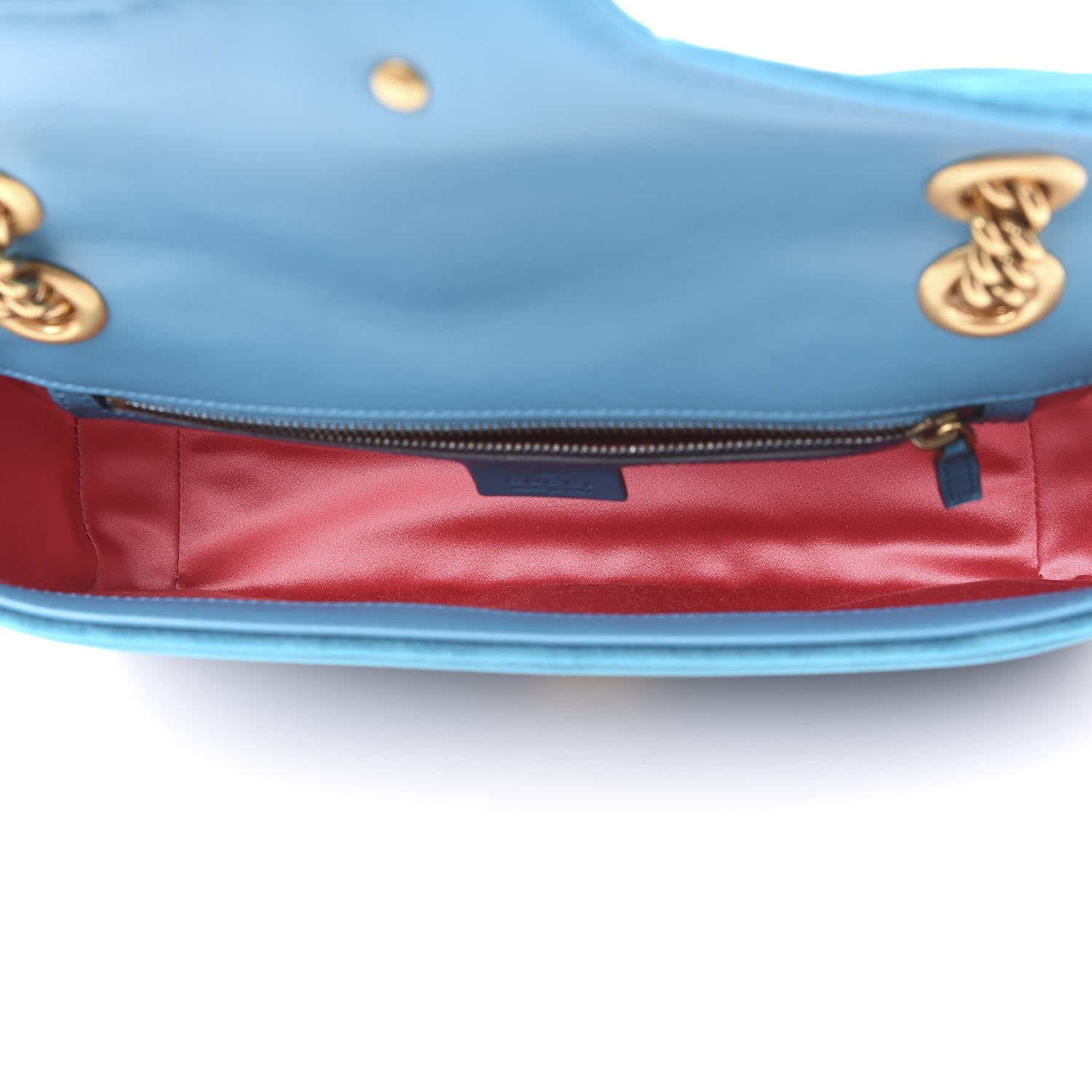 Gucci Velvet Matelasse Small GG Marmont Shoulder Bag Pavone Cyan 4 of 9