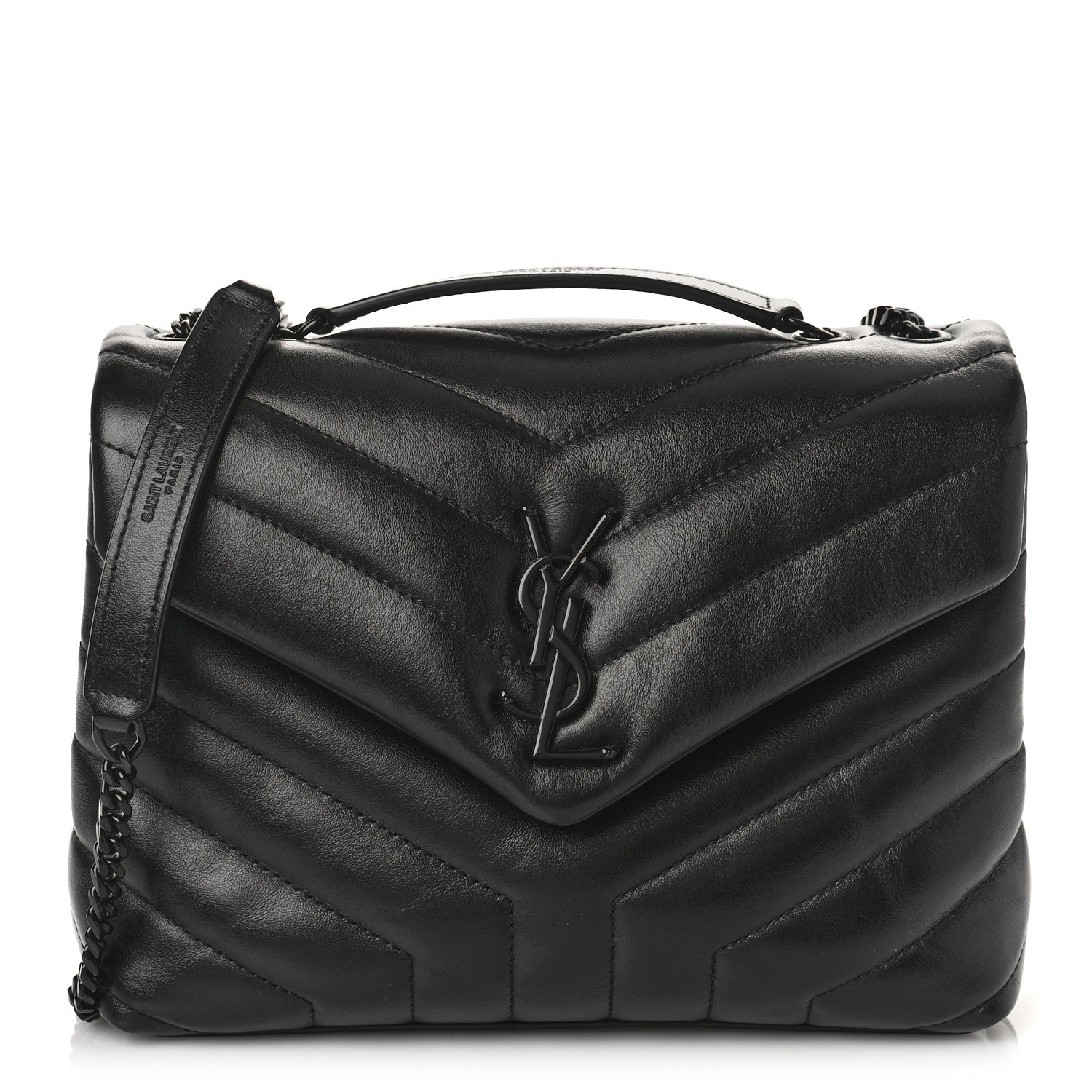 Saint Laurent Calfskin Y Quilted Monogram Monochrome Small Loulou Chain Satchel Black 1 of 9