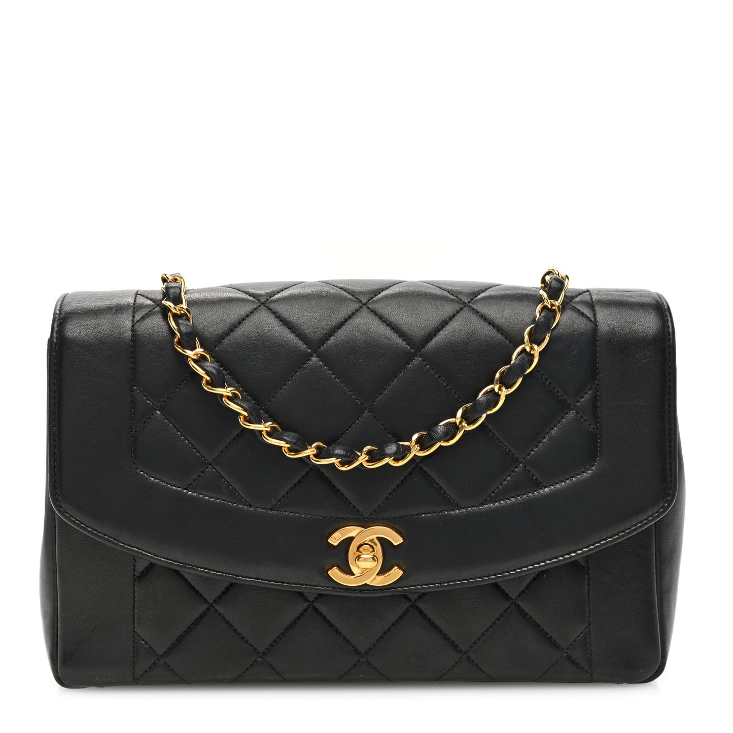 Lambskin Quilted Medium Single Flap Black