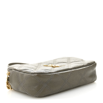 Saint Laurent Grained Lambskin Quilted Mini Becky Double Zip Bag Taupe 4 of 13