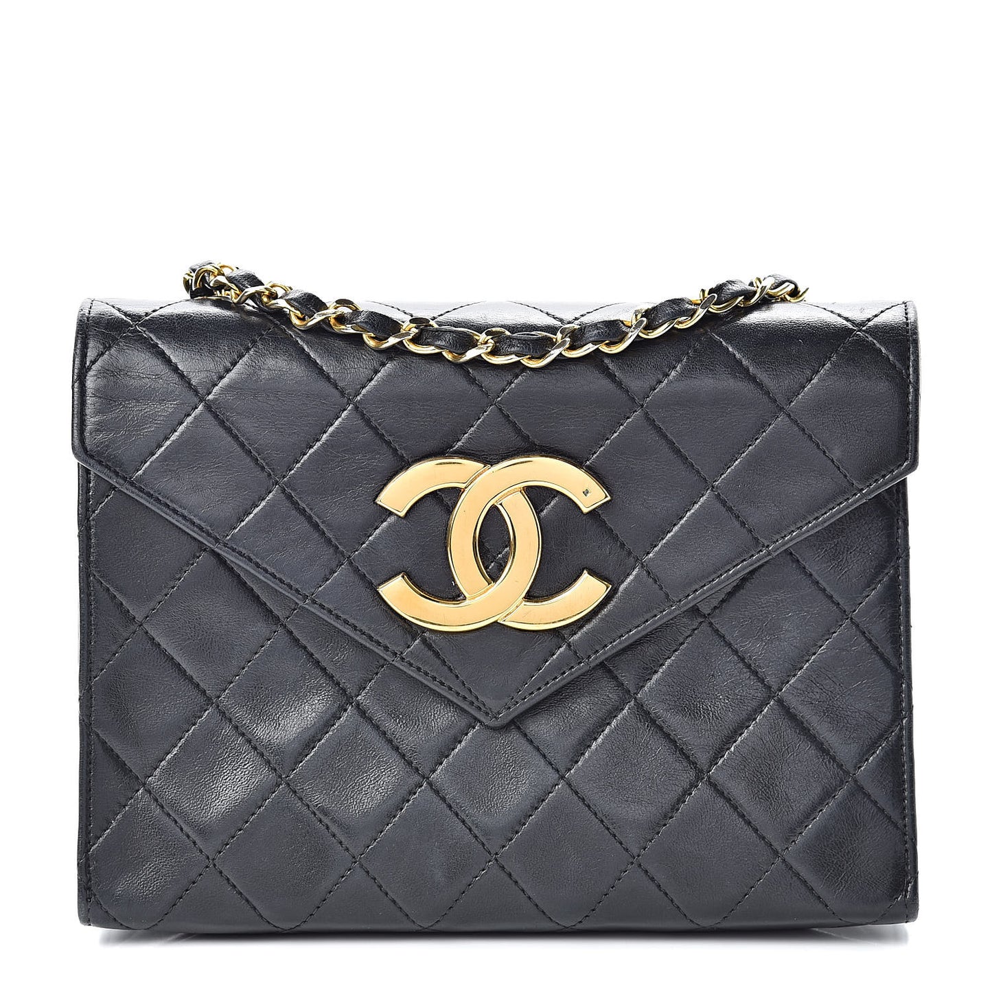 Lambskin Quilted Small Single Flap Navy