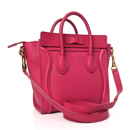 Celine Drummed Calfskin Nano Luggage Fuchsia 3 of 10