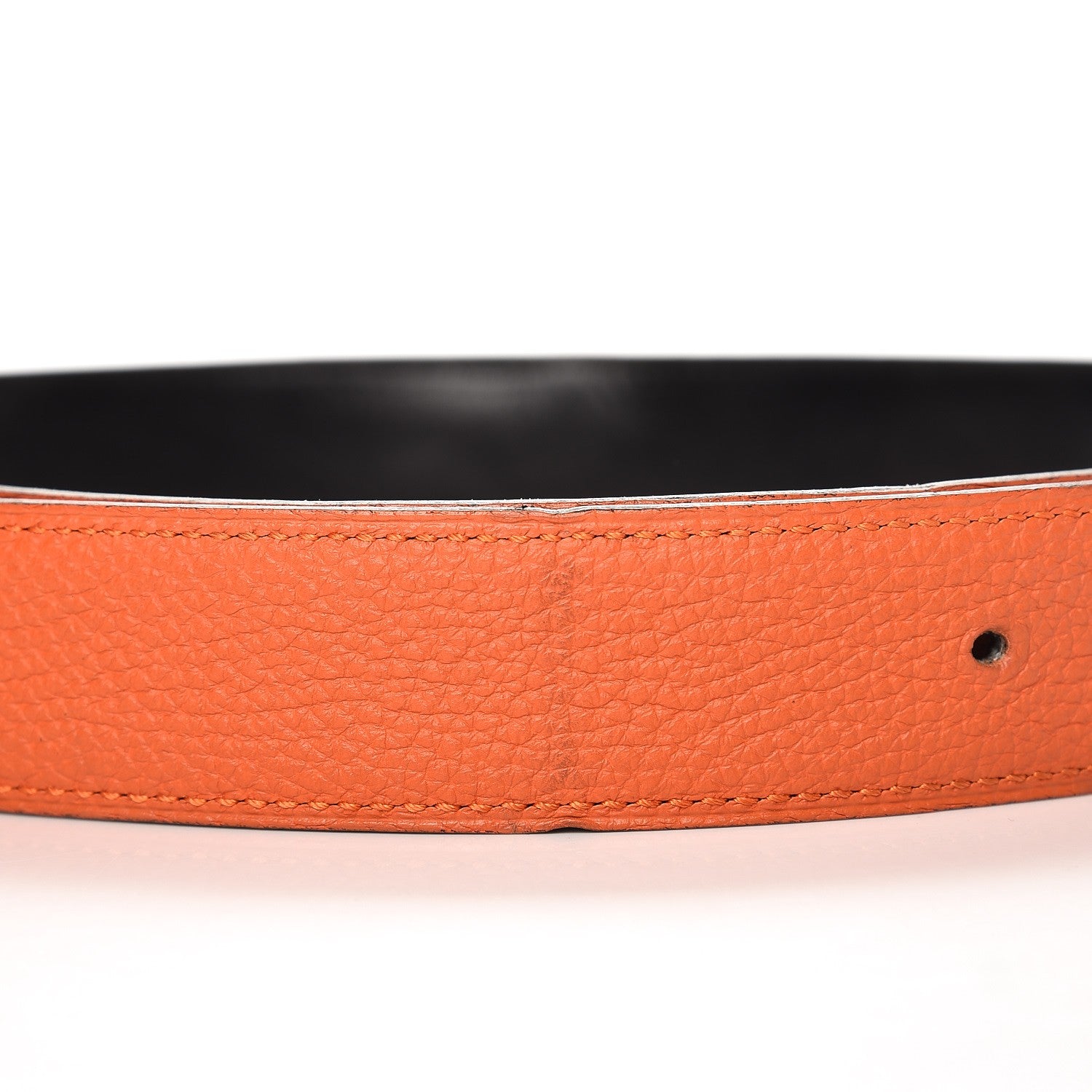 Hermes Box Togo 32mm H Belt 85 Black Orange 9 of 10