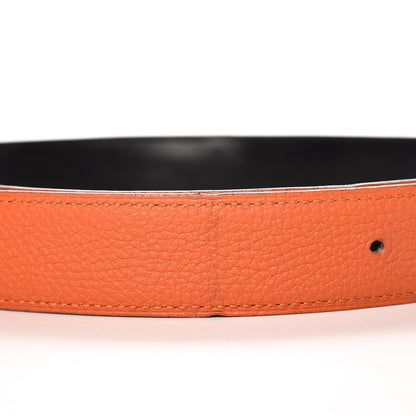 Hermes Box Togo 32mm H Belt 85 Black Orange 9 of 10