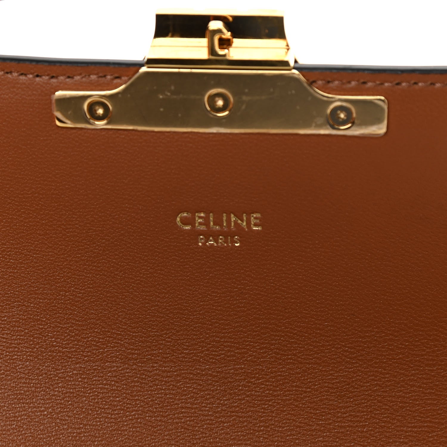 Celine Canvas Calfskin Triomphe Shoulder Bag Tan 6 of 11