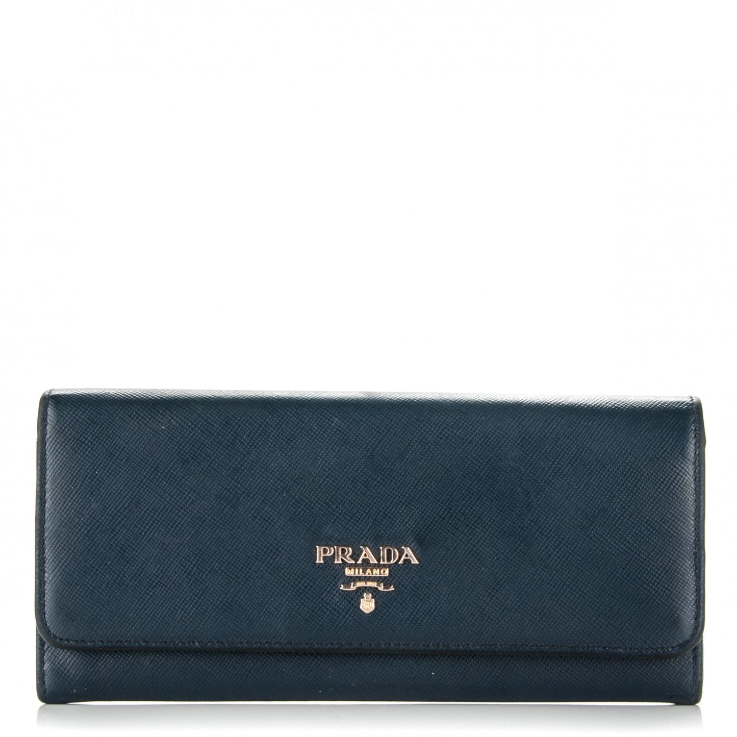Saffiano Bi-Color Metal Continental Flap Wallet Blue