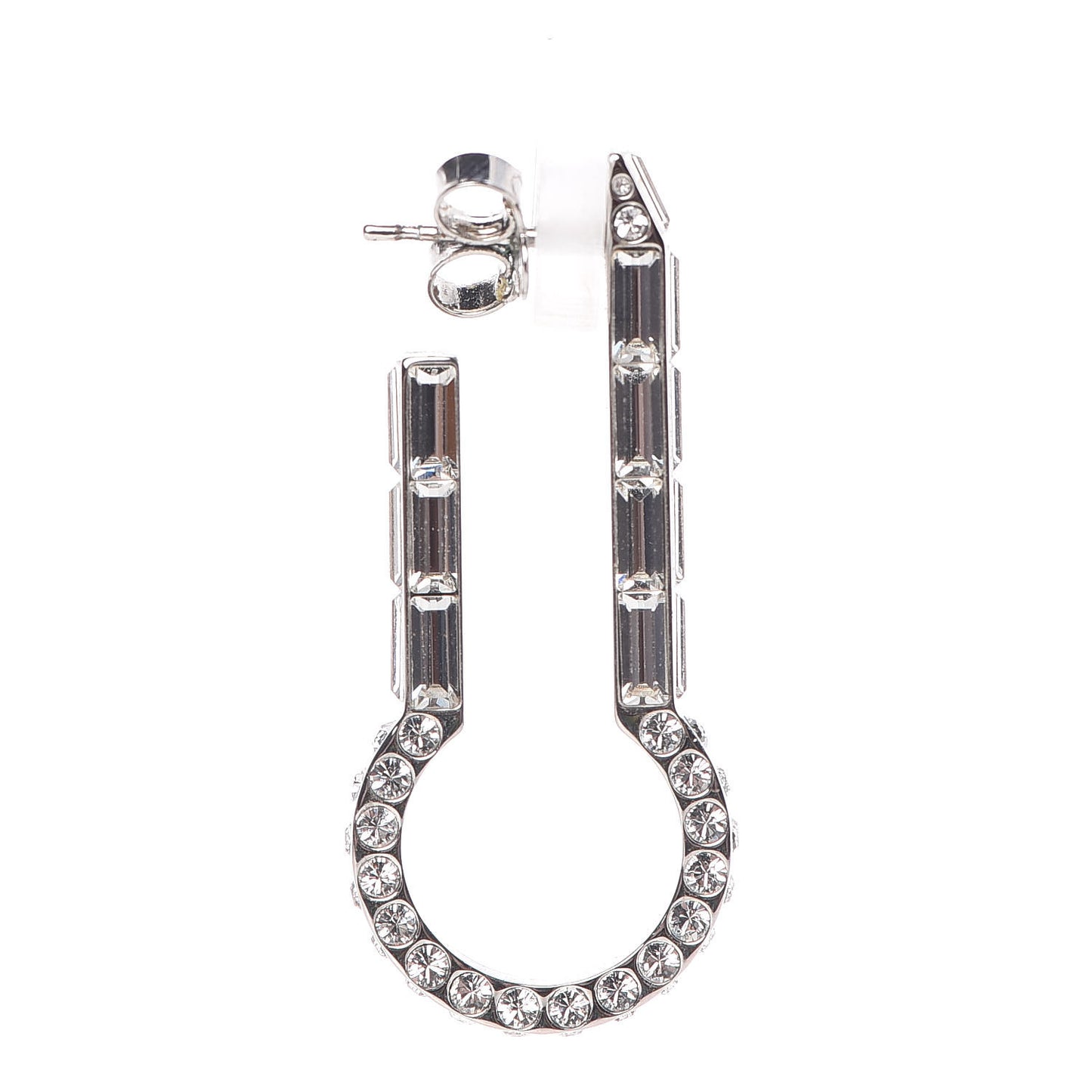 Crystal Baguette Earrings Silver