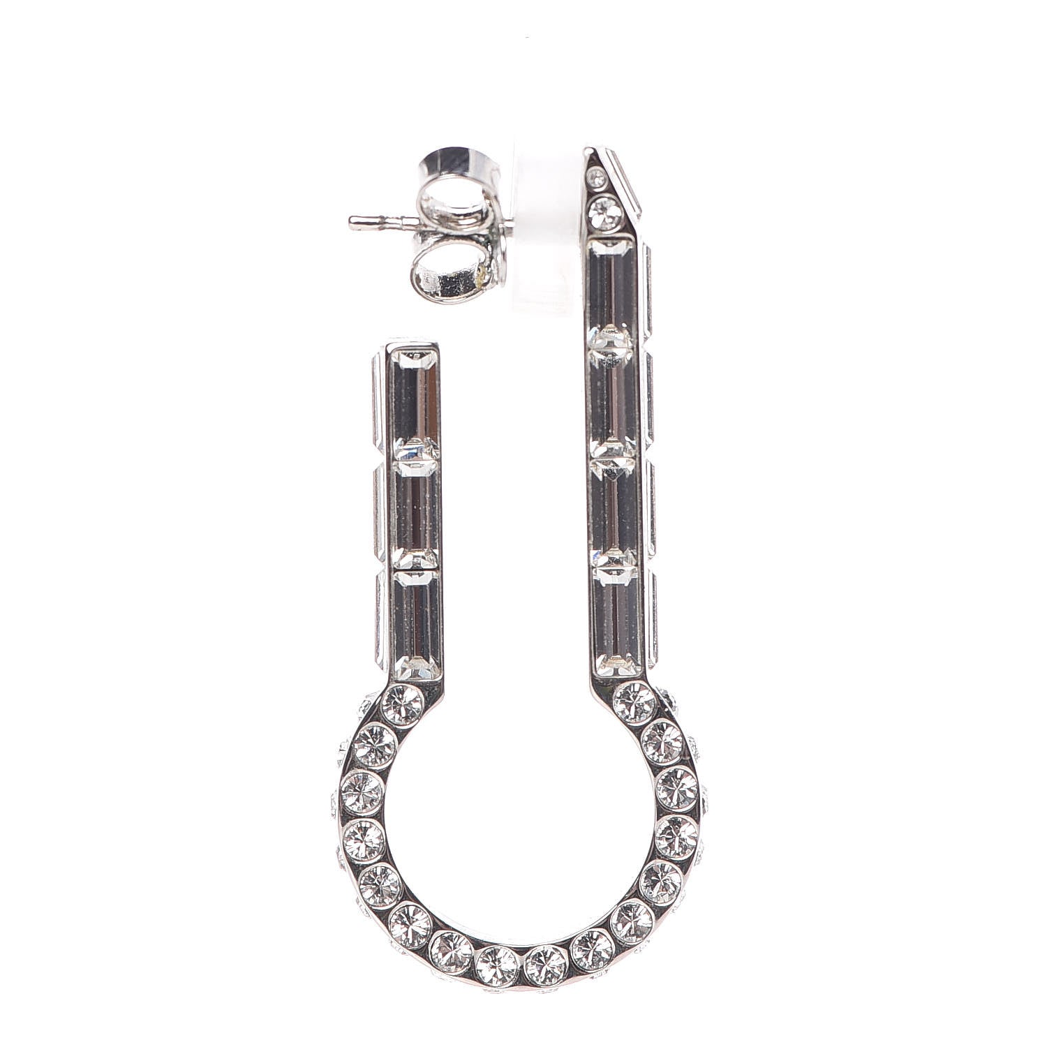 Louis Vuitton Crystal Baguette Earrings Silver 4 of 5