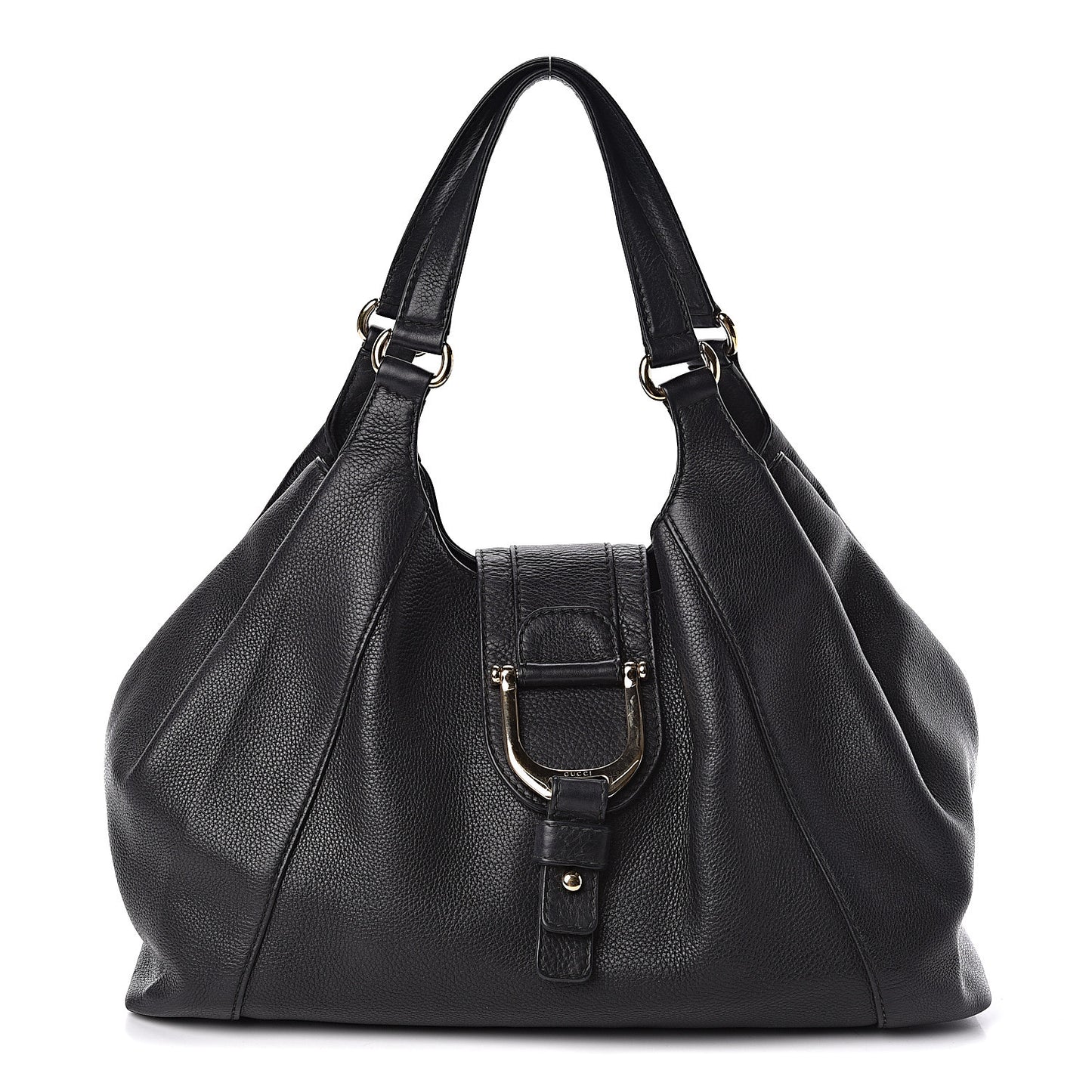 Pebbled Calfskin Medium Greenwich Shoulder Bag Black