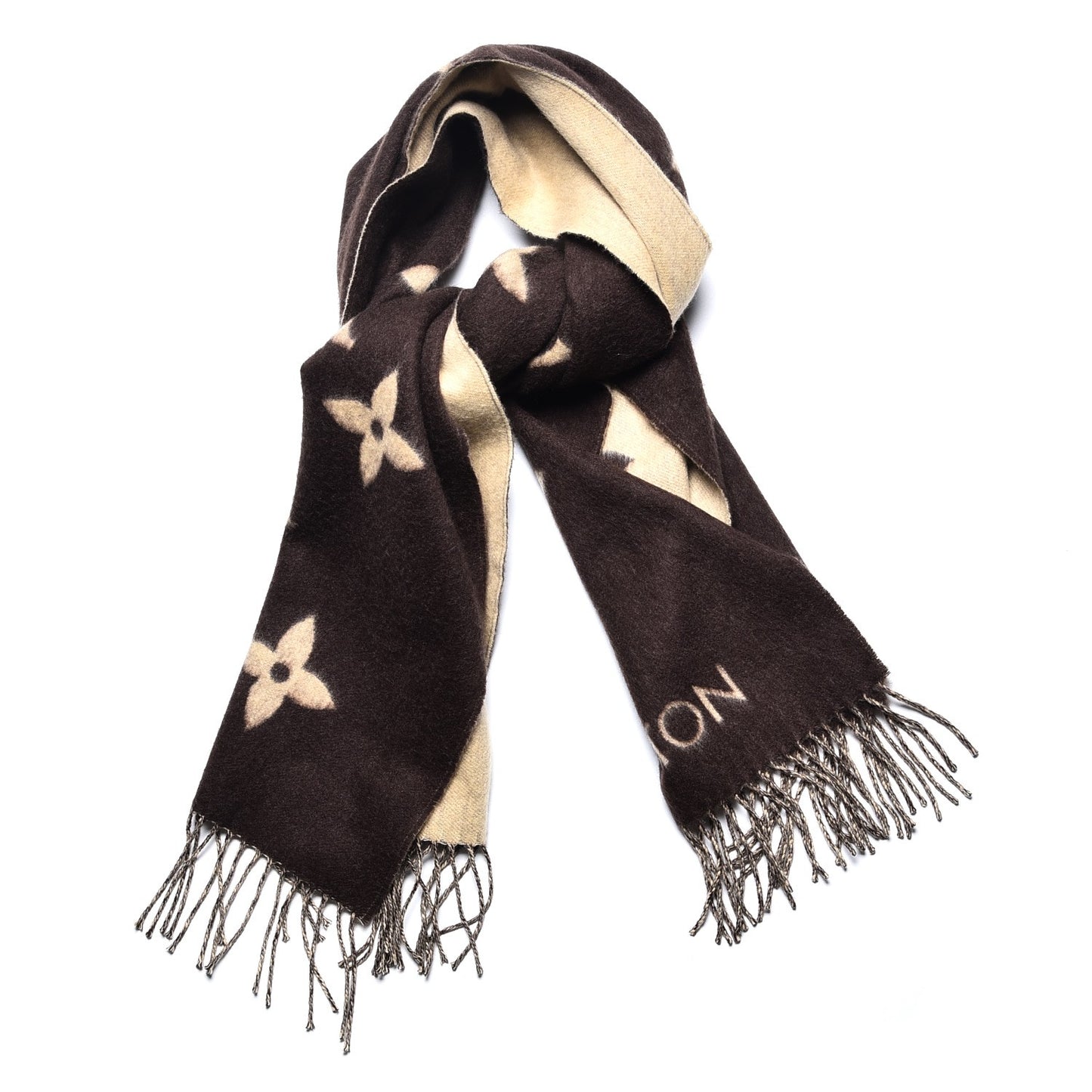 Cashmere Monogram Reykjavik Scarf Brown