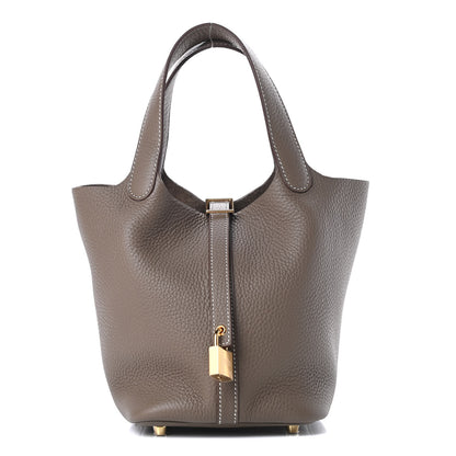 Hermes Taurillon Clemence Picotin Lock 18 PM Etoupe 1 of 11