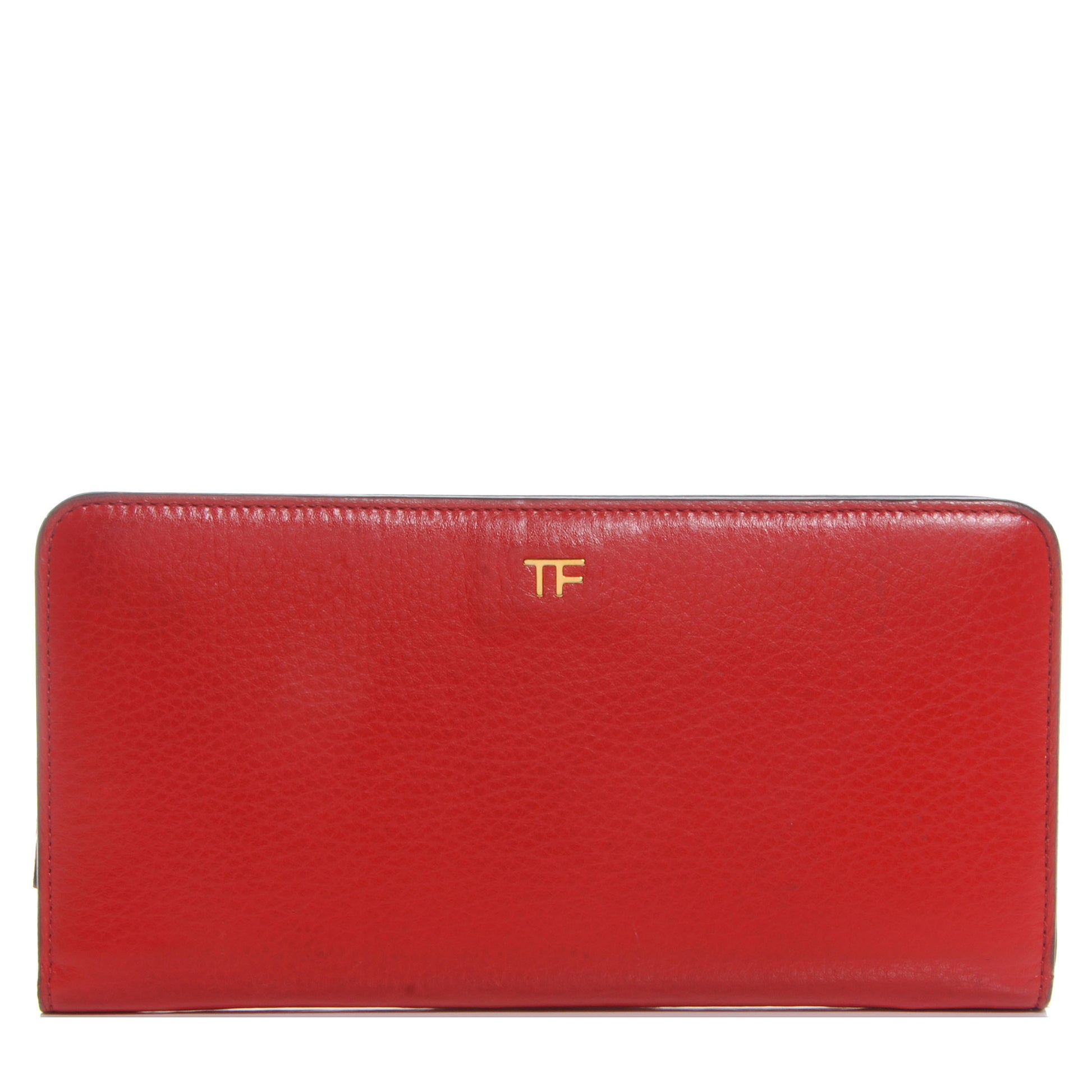 Tom Ford Leather Snap Front Continental Wallet Red Flame 1 of 8