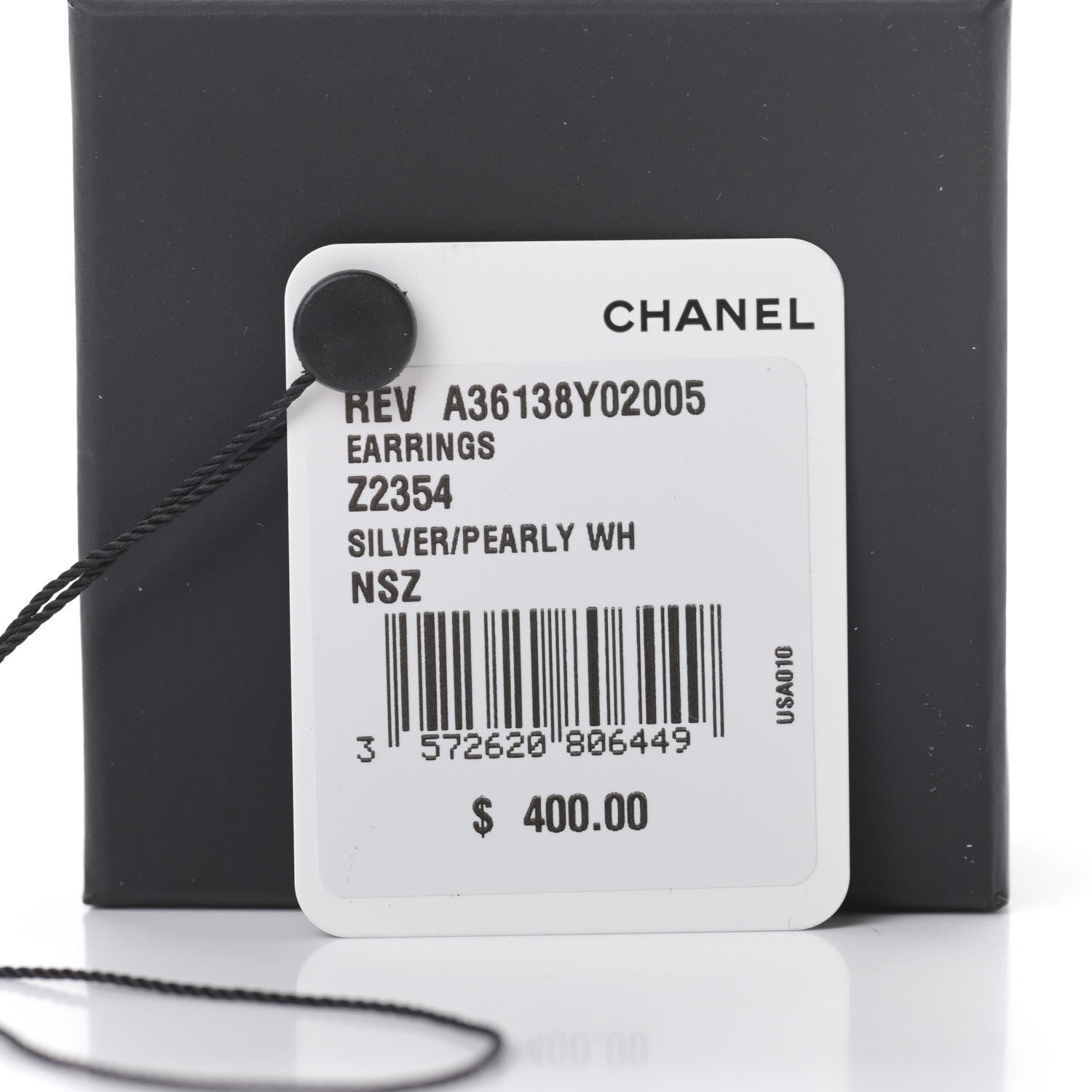 Chanel Crystal Pearl CC Drop Earrings Silver 6 of 6