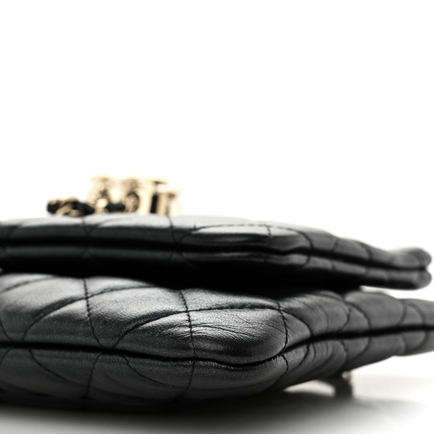 Chanel Shiny Lambskin Quilted Medium Double Case With Strap Black 11 of 12