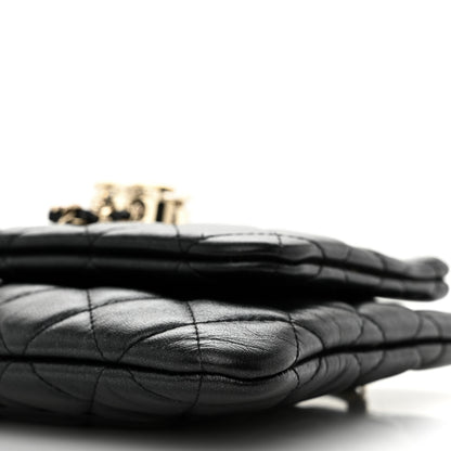 Chanel Shiny Lambskin Quilted Medium Double Case With Strap Black 11 of 12