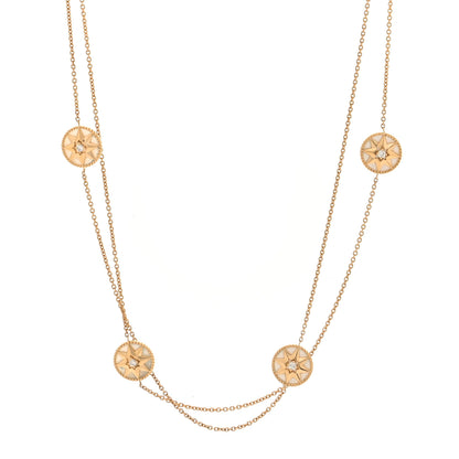 Christian Dior 18K Yellow Gold Diamond Mother of Pearl Rose Des Vents 9-Station Long Necklace 1 of 5