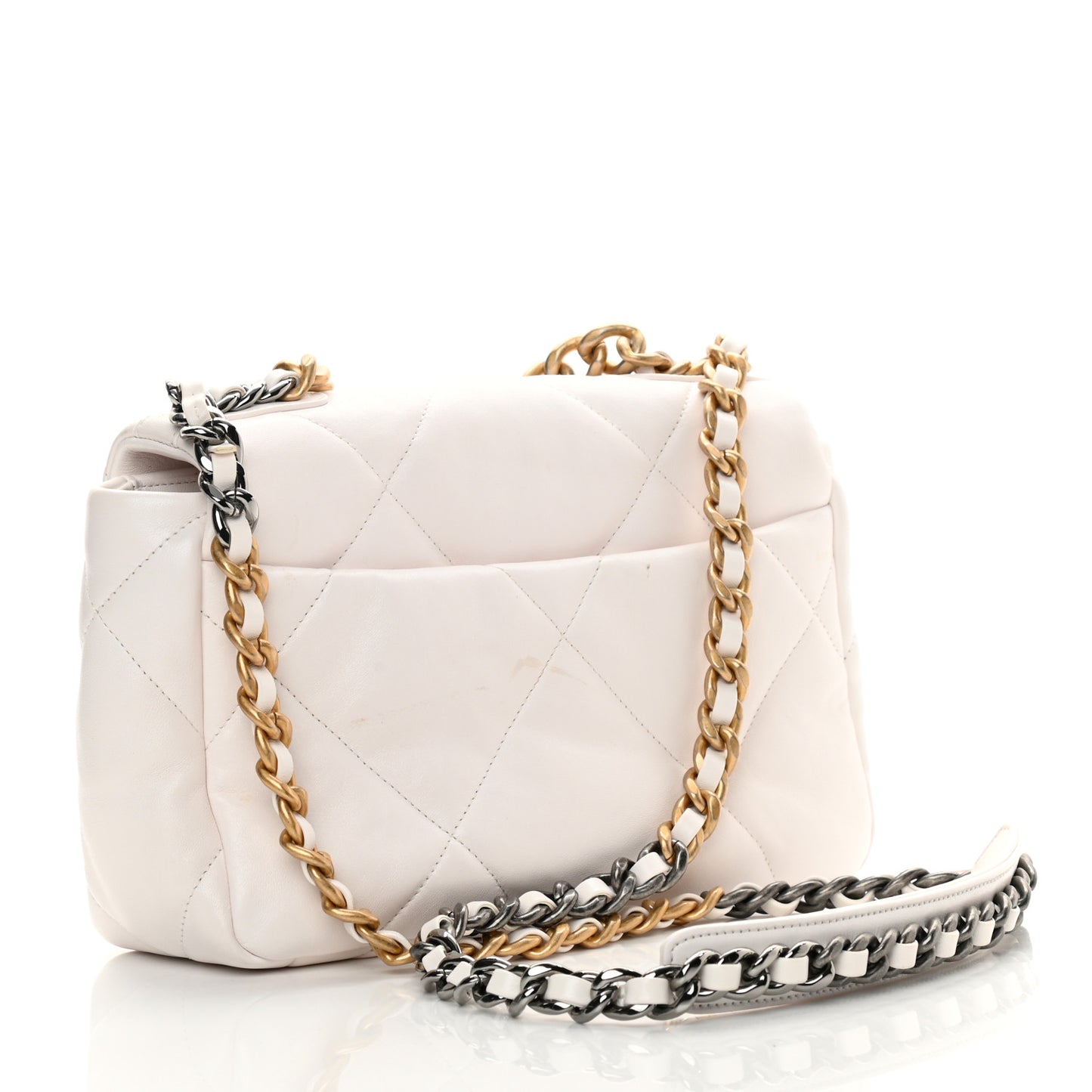 Lambskin Quilted Medium Chanel 19 Flap White