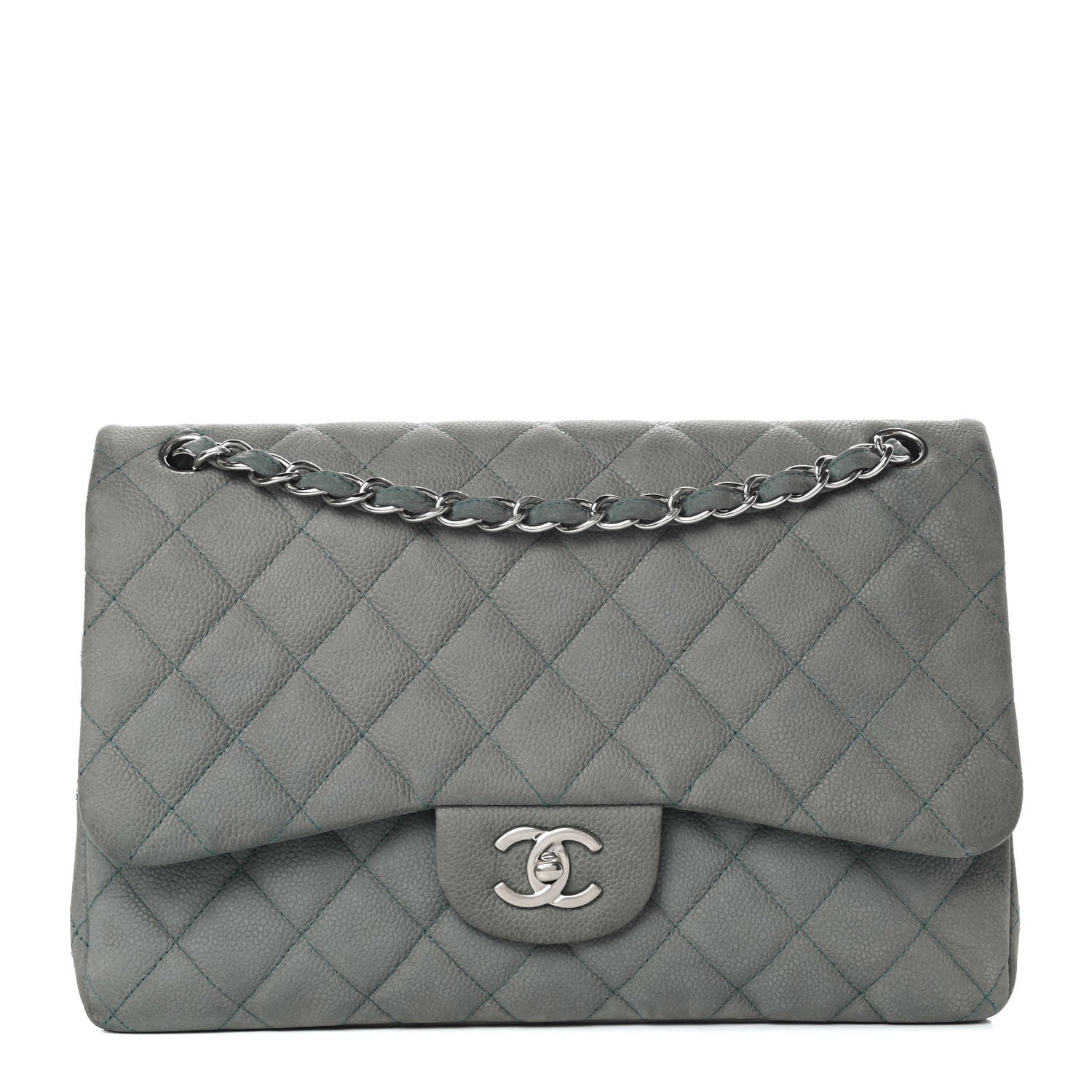 Chanel Iridescent Caviar Quilted Jumbo Double Flap Turquoise 1 of 13
