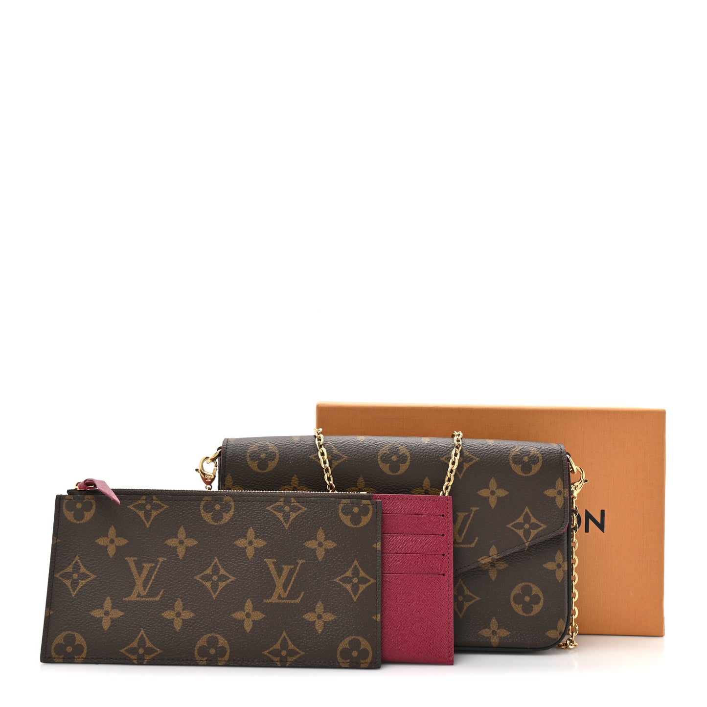 Monogram Pochette Felicie Chain Wallet Fuchsia