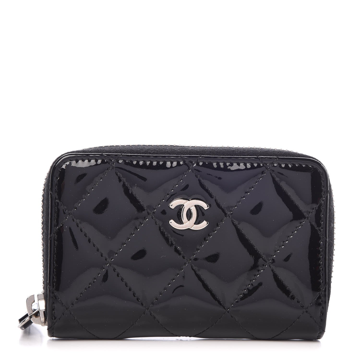 Chanel Patent Calfskin Quilted Zip Coin Purse Black 9 of 10