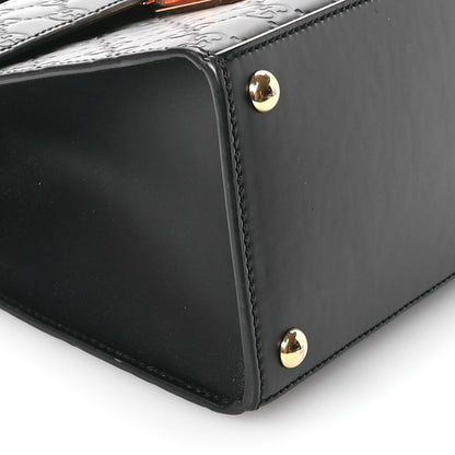 Gucci Guccissima Signature Small Padlock Top Handle Bag Black 9 of 11