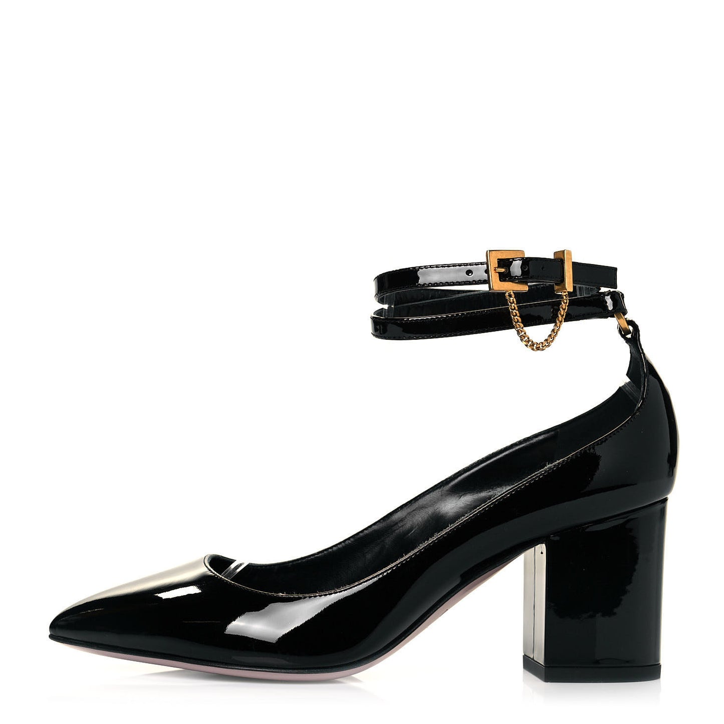 Patent Double Ankle Strap Pumps 36.5 Black