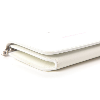 Balenciaga Grained Calfskin Logo Cash Phone Holder Wallet On Chain White Fluo Pink 6 of 10