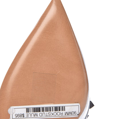 Valentino Garavani Metallic Pebbled Calfskin Rockstud 90mm Cage Mules 37.5 Silver 11 of 11