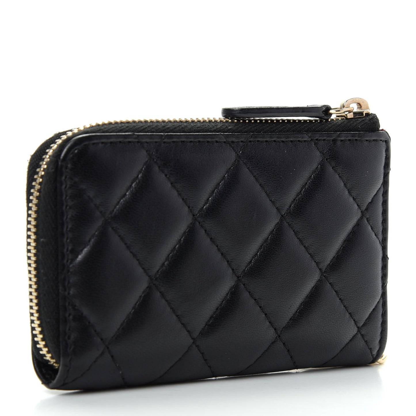 Lambskin Quilted Key Holder Case Black