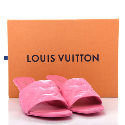 Louis Vuitton Lambskin Embossed Monogram Revival Mid Heel Mules 39 Rose Pop 11 of 11