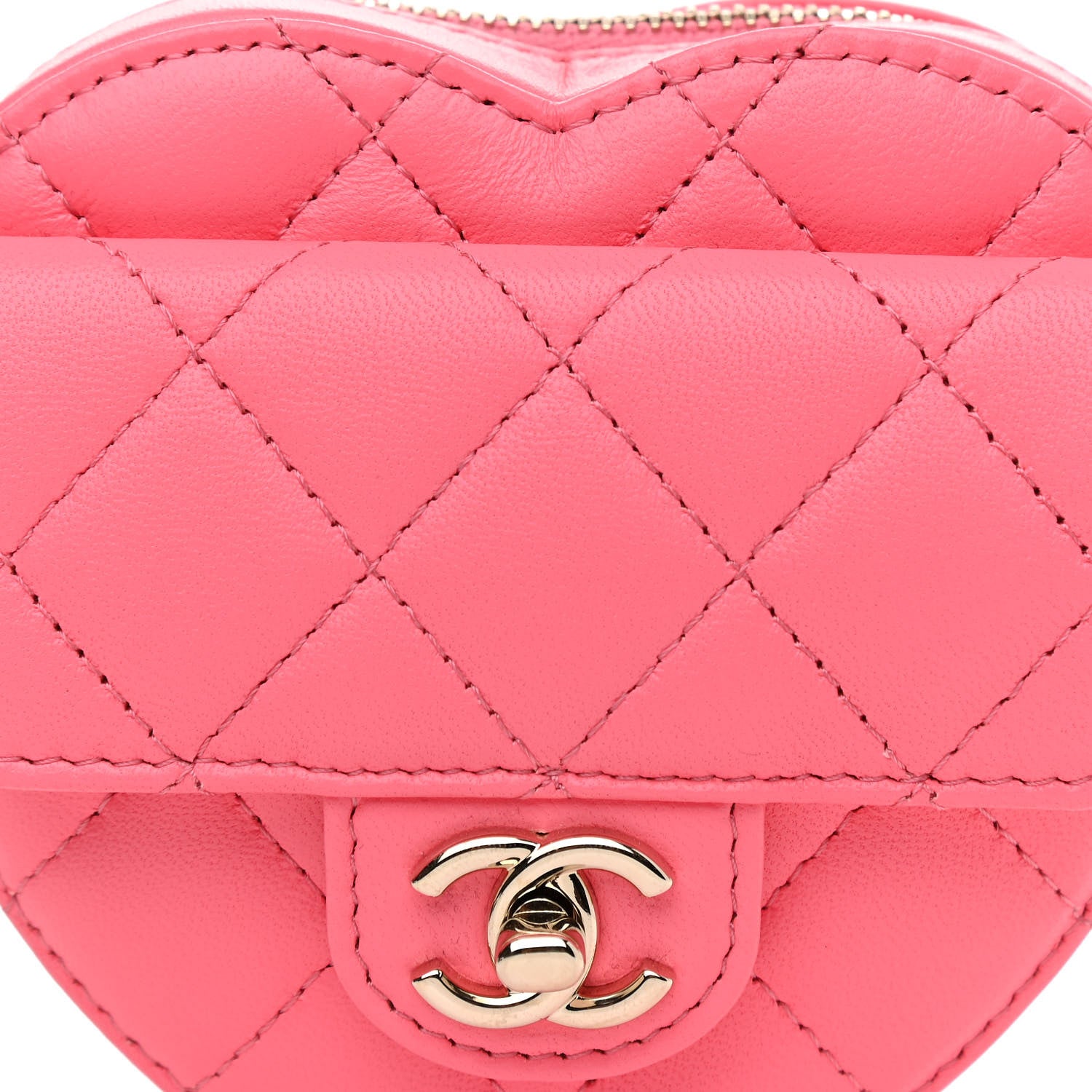 Chanel Lambskin Quilted CC In Love Heart Waist Belt Bag With Chain Pink 9 of 12