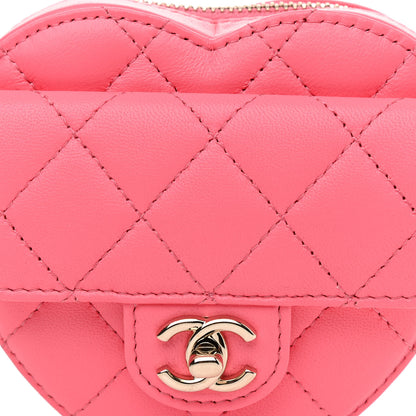 Chanel Lambskin Quilted CC In Love Heart Waist Belt Bag With Chain Pink 9 of 12