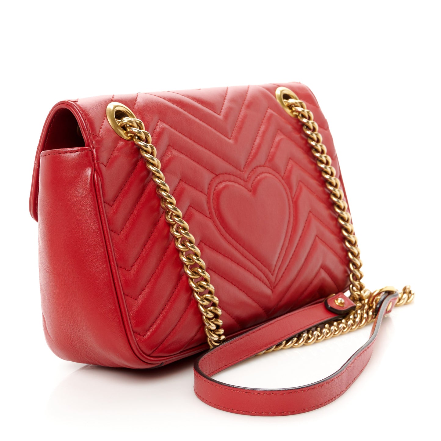 Calfskin Matelasse Small GG Marmont Shoulder Bag Hibiscus Red