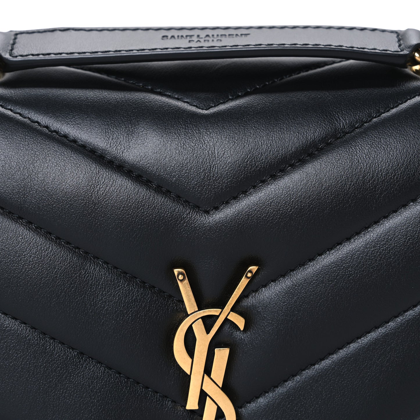 Calfskin Y Quilted Monogram Small Loulou Chain Satchel Black
