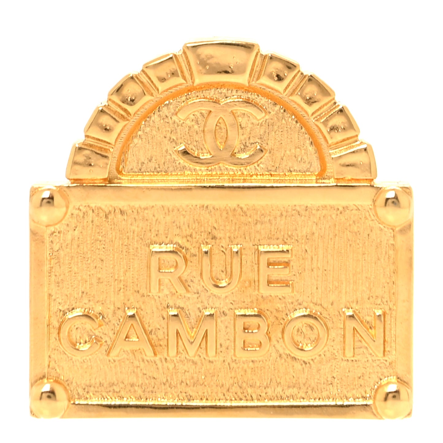 Metal CC Rue Cambon Brooch Gold