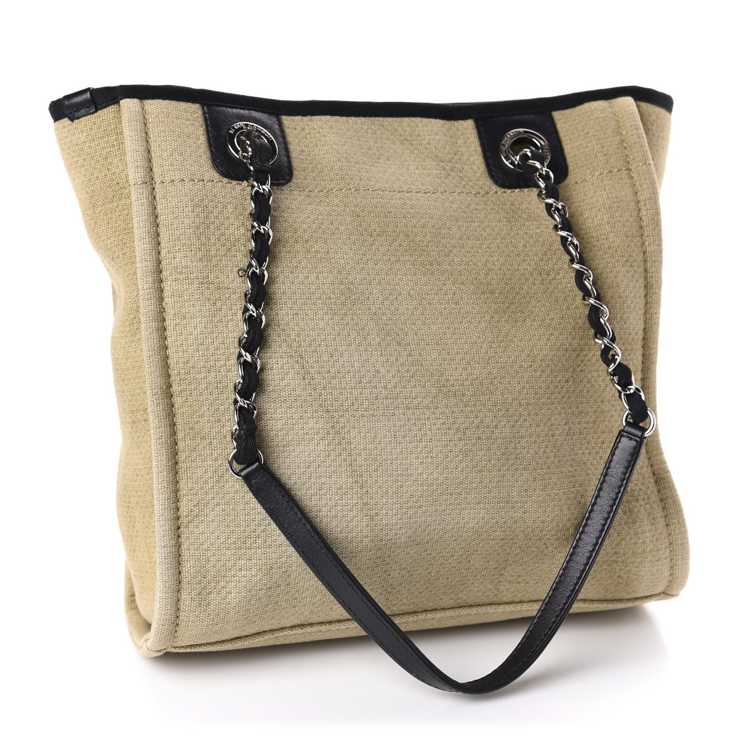 Canvas Mini Deauville Tote Beige Black
