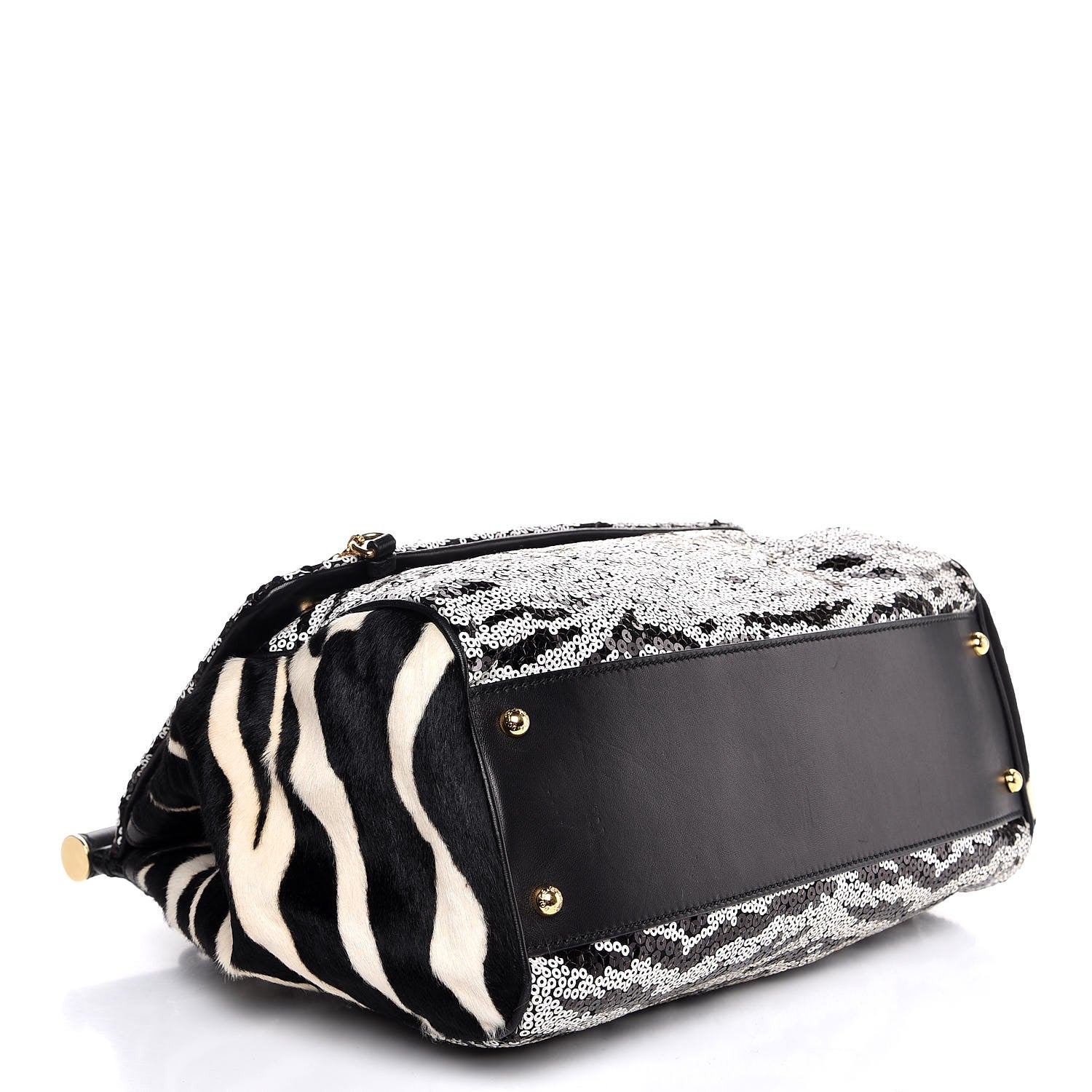 Dolce & Gabbana Calf Hair Sequin Large Miss Sicily Satchel Black White 5 of 8