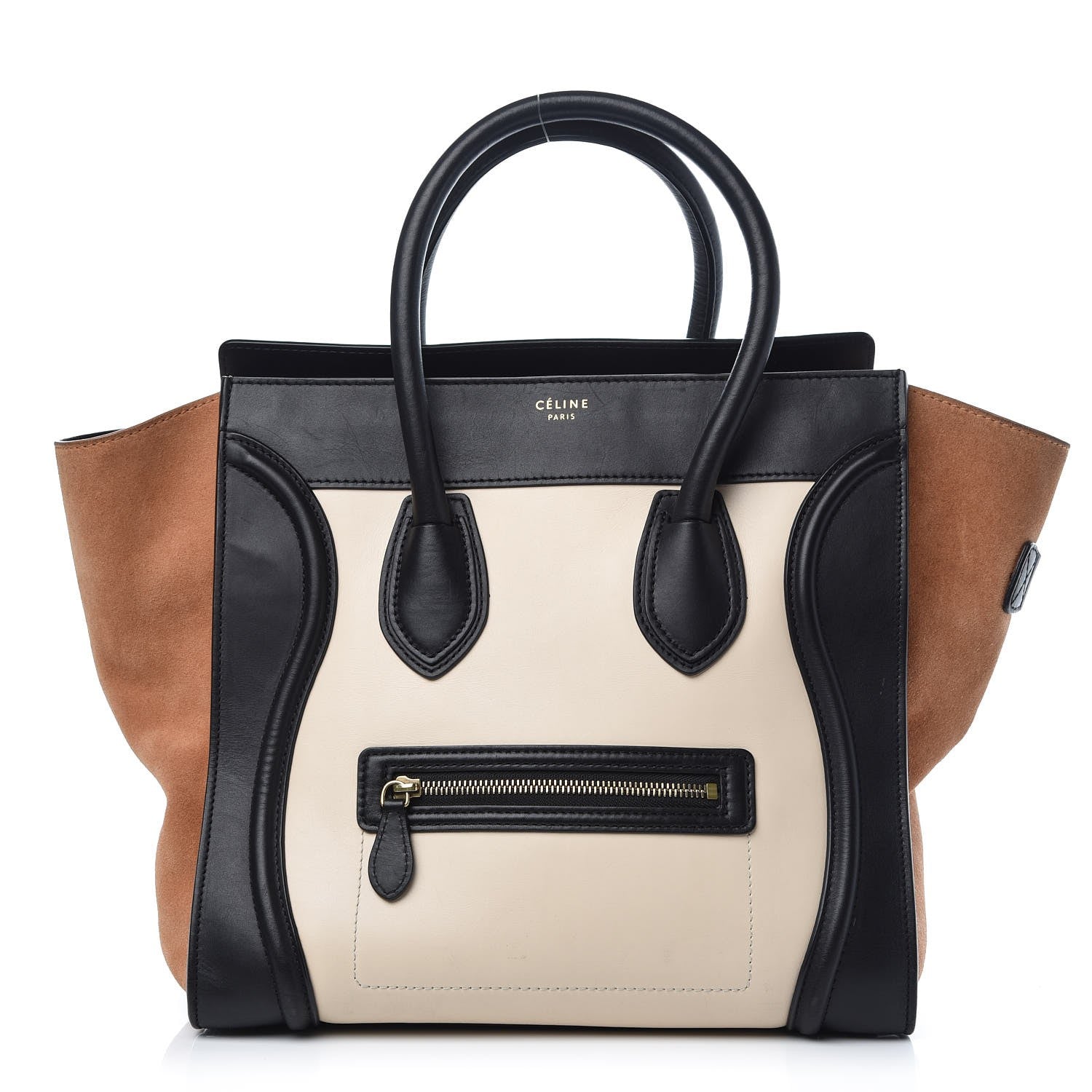 Celine Satin Calfskin Suede Mini Tri-Color Luggage Seashell 1 of 15