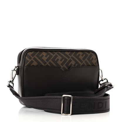 Fendi Shiny Glazed Fabric Vitello Cover FF 1974 Logo Medium Camera Case Tobacco Moro Giallo Ebano 3 of 9