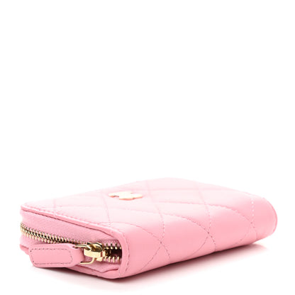 Chanel Lambskin Quilted Zip Around Coin Purse Wallet Pink 4 of 7