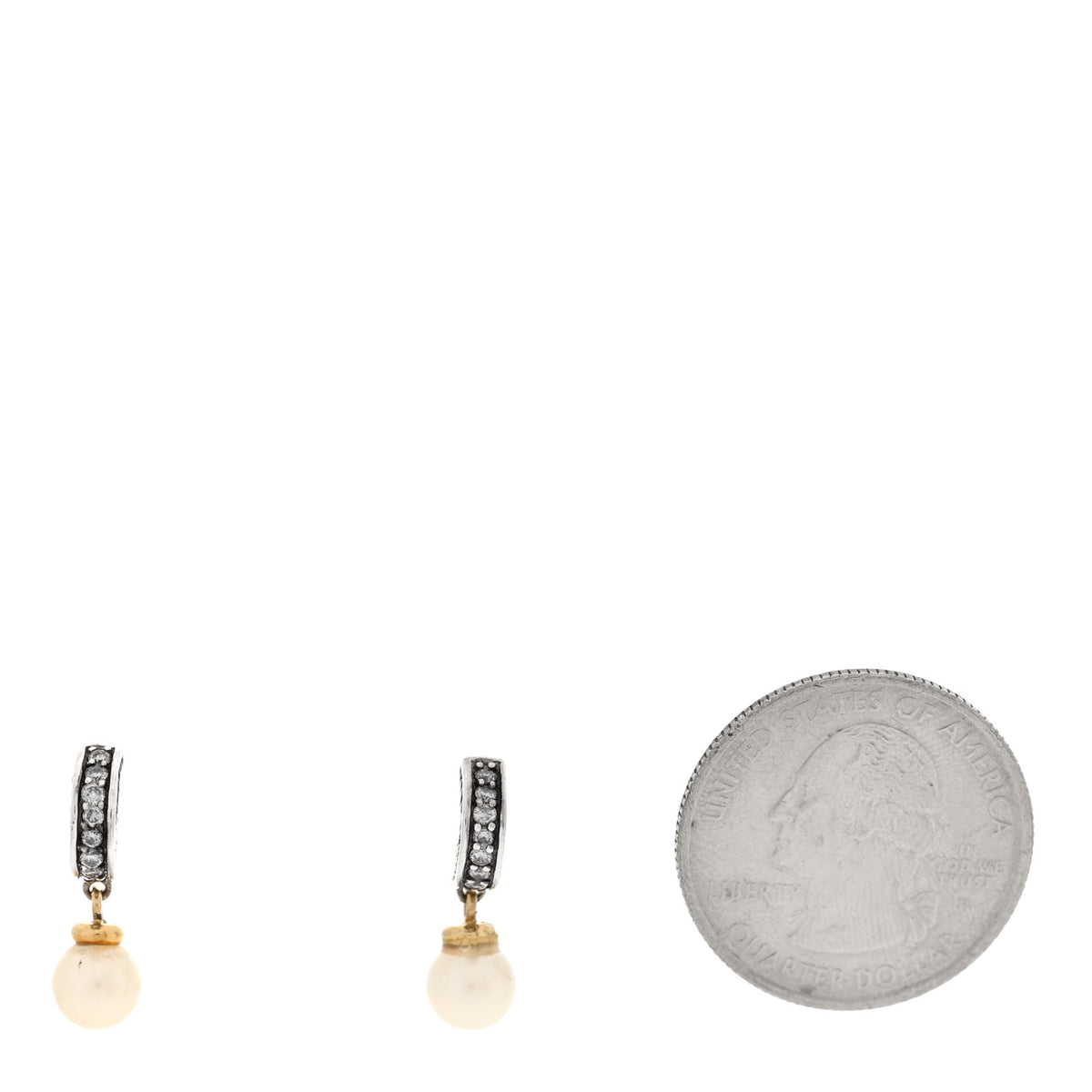 David Yurman Sterling Silver Diamond Pearl Pave Drop Earrings 2 of 4