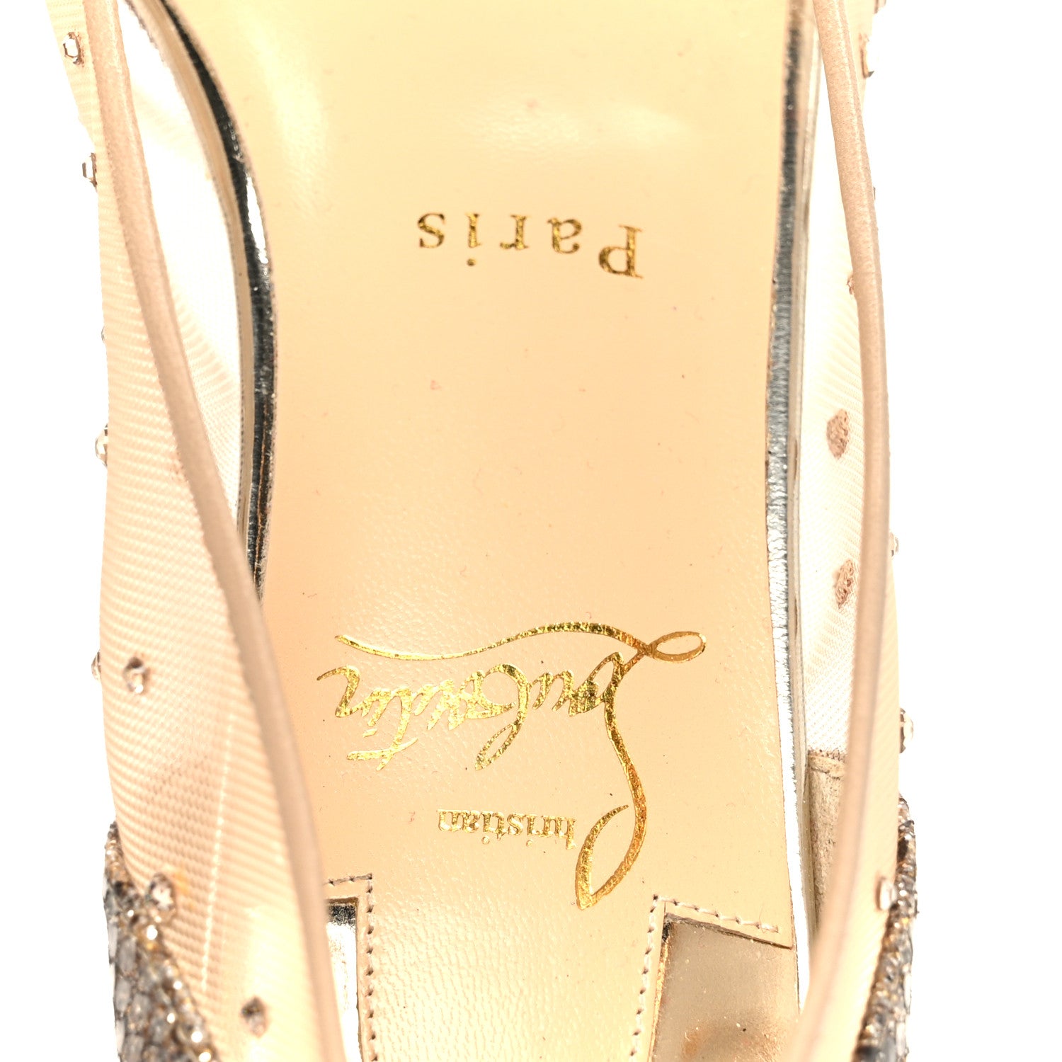 Christian Louboutin Crystal Strass Follies Flats 38 Light Silk 7 of 9