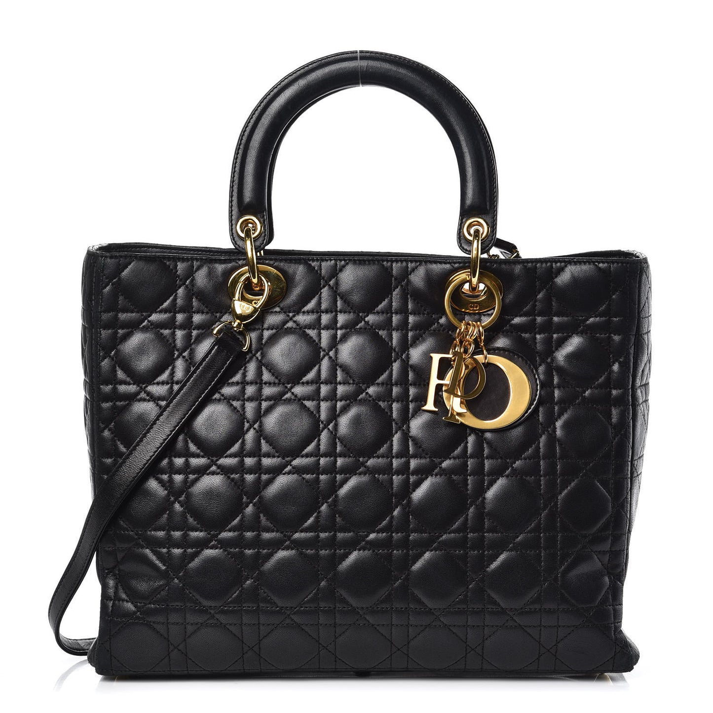 Lambskin Cannage Large Lady Dior Black