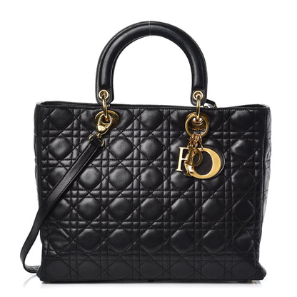 Christian Dior Lambskin Cannage Large Lady Dior Black 1 of 11