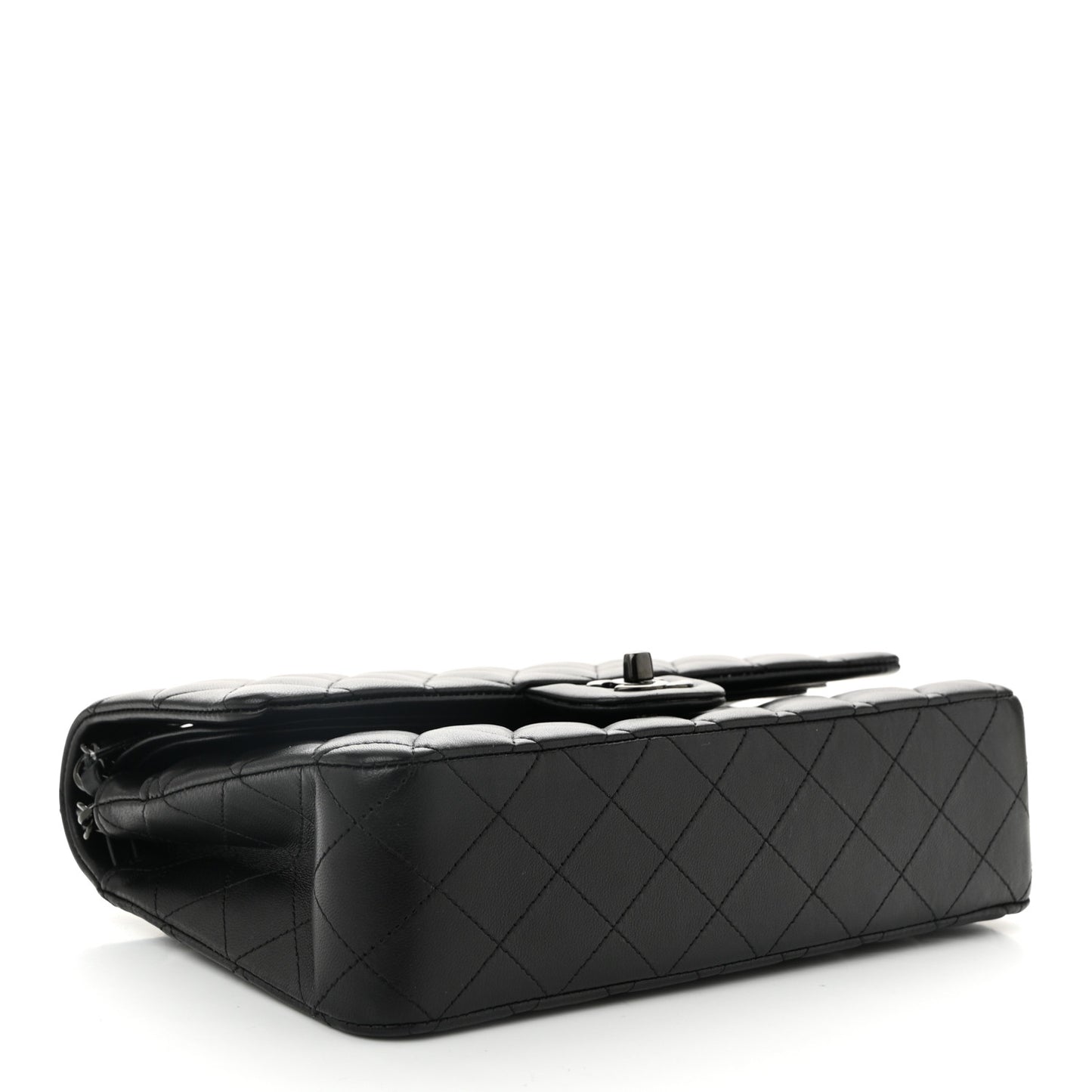 Lambskin Quilted Medium Double Flap So Black