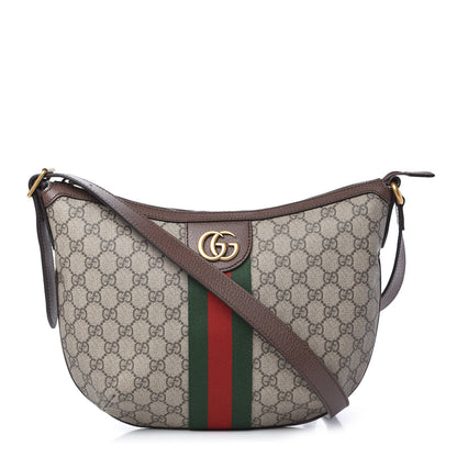 Gucci GG Supreme Monogram Web Small Ophidia Half Moon Hobo Brown 1 of 10