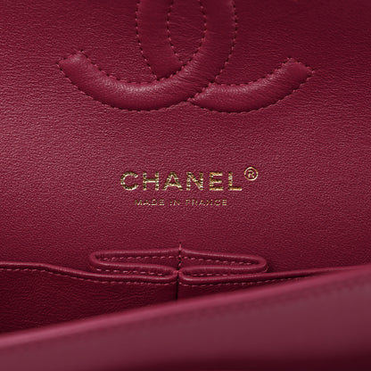 Chanel Lambskin Chevron Quilted Medium Double Flap Dark Pink 7 of 11
