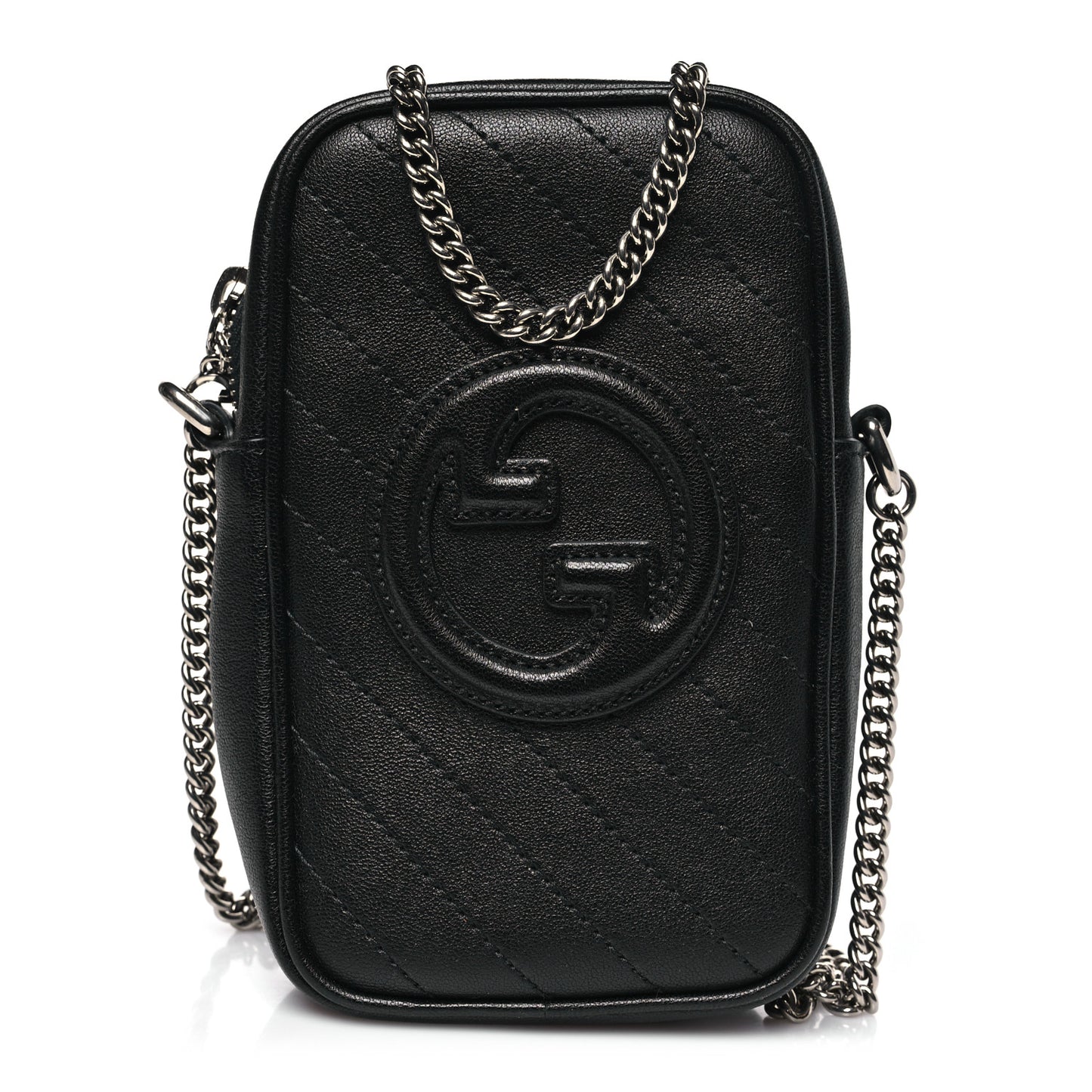 Sakai Be Green Calfskin Diagonal Stitched Mini Blondie Vertical Shoulder Bag Black