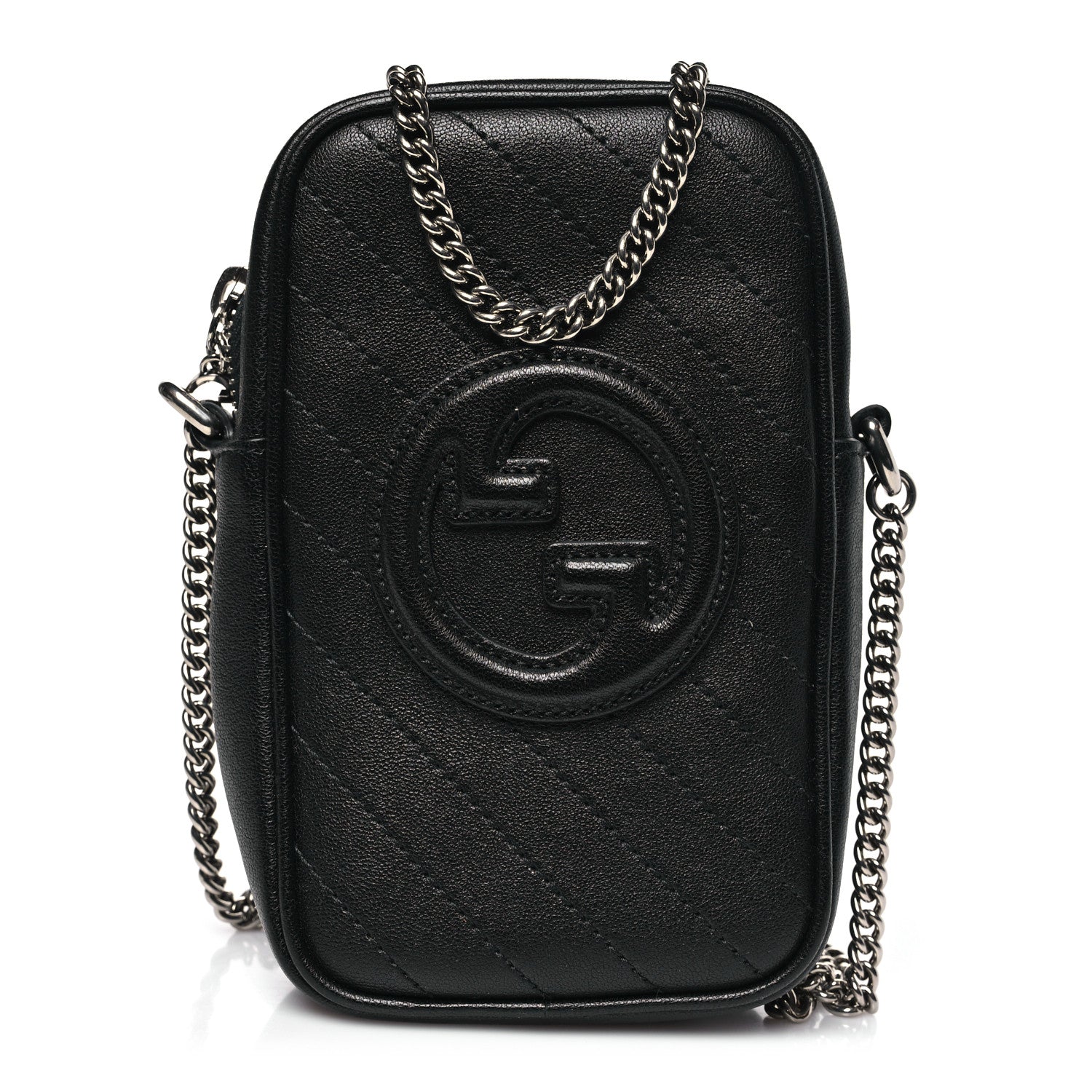 Gucci Sakai Be Green Calfskin Diagonal Stitched Mini Blondie Vertical Shoulder Bag Black 1 of 10